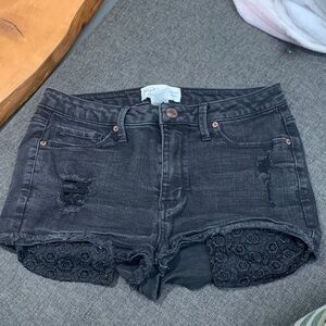 Mudd Black Jean Shorts with Lace Detail